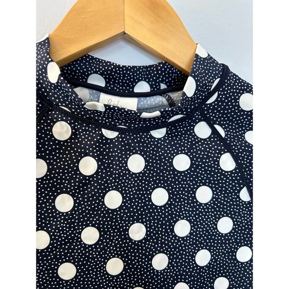 Boden Navy & White Long Sleeve Polk a Dot Swim Top | Size 8 - Picture 2 of 11